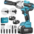 Seesii WH6 Lite - Llave de impacto inalámbrica de 1/2 pulgada, alto par de torsión de 479 pies (650 Nm), pistola de impacto sin escobillas, 2500 RPM con batería 2 x 4.0, 6 enchufes, 8 brocas