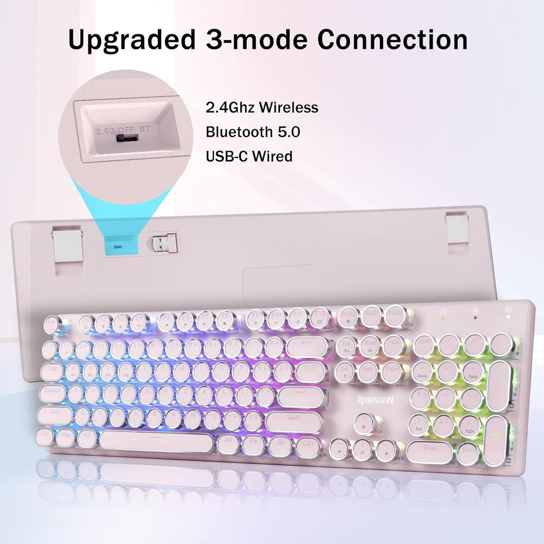 Redragon K710 Teclado Mecánico Inalámbrico Tipo Máquina de Escribir...