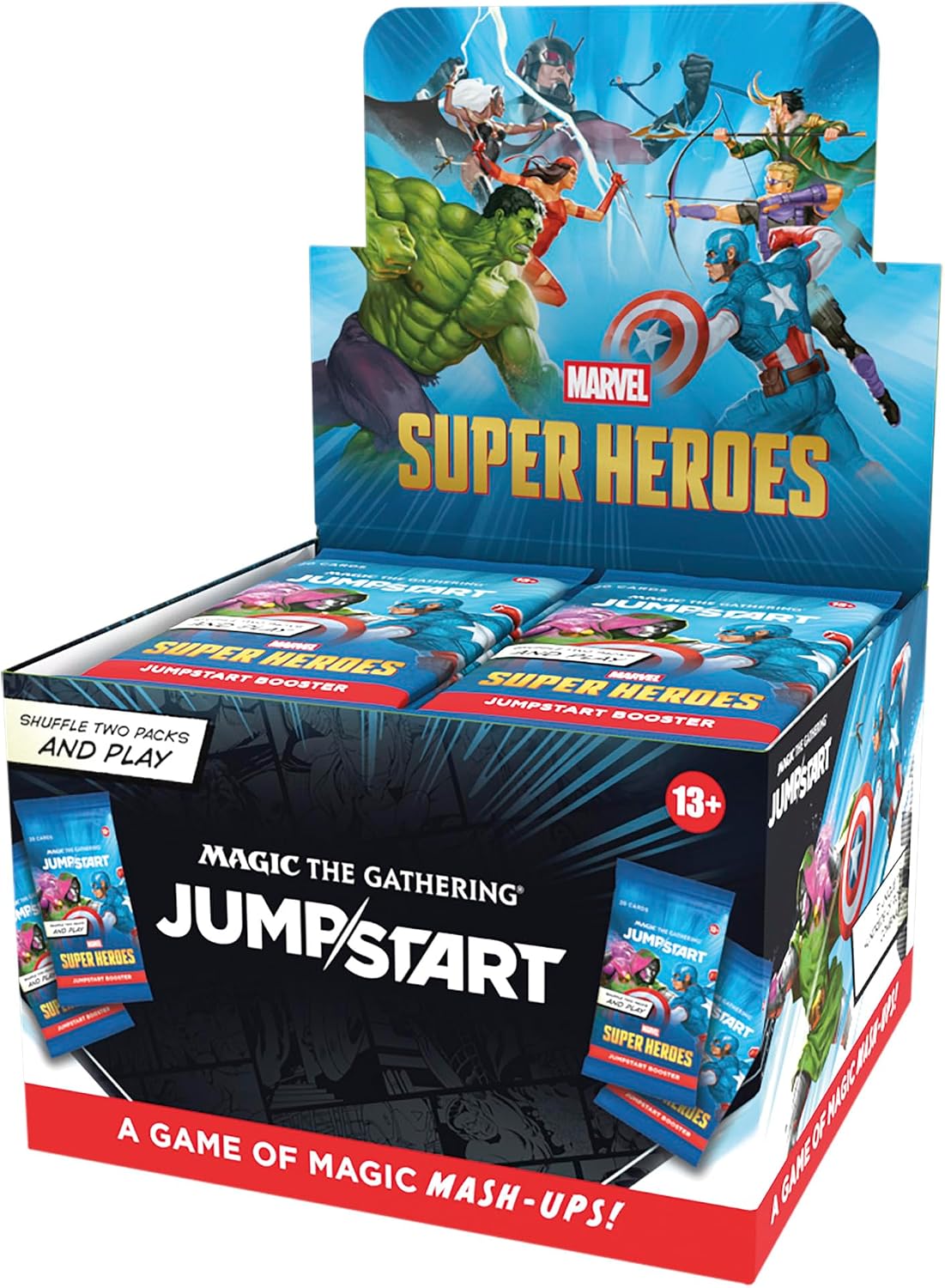 Magic: The Gathering | Caja de potenciadores Marvel Super Heroes Jumpstart | 24 paquetes | Juego de cartas para 2 jugadores