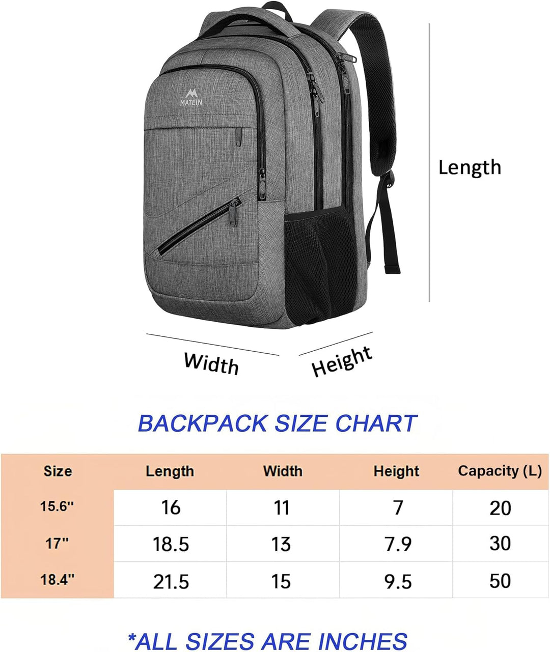 MATEIN Mochila para Laptop Extragrande de 18 Pulgadas, Mochila de V...