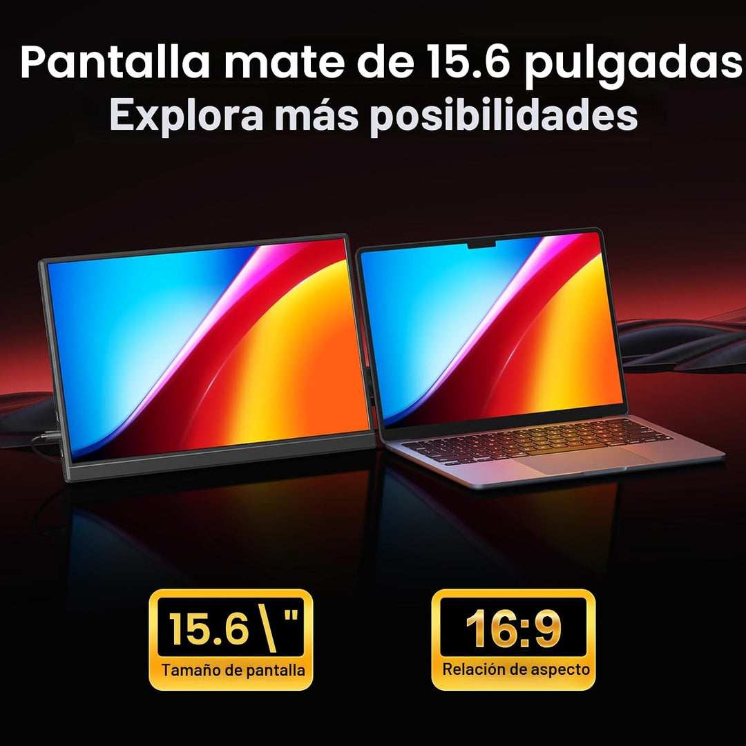 WGK Monitor portátil de 15.6 pulgadas 1080P FHD Display de viaje HD...