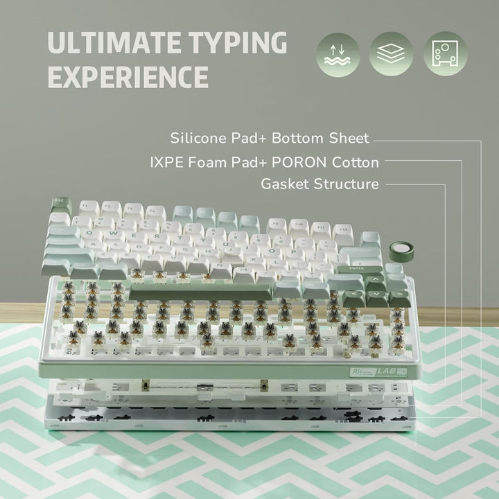 RK ROYAL KLUDGE R75 - Teclado mecánico con cable y perilla de volum...