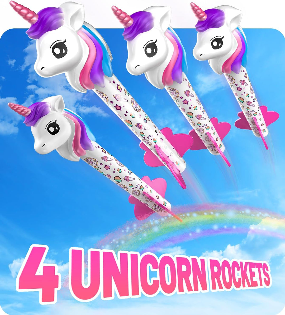 beefunni Lanzador de cohetes de unicornio para niños, 4 unicornios,...
