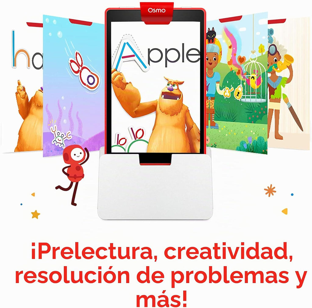 Osmo - Kit de iniciación de Little Genius para tableta Fire - 4 juegos educativos de aprendizaje - Edad preescolar 3-5 años - Fonética, resolución de problemas y creatividad - Juguetes STEM para niños