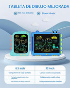 Tableta LCD de 12 pulgadas para garabatear, tablero de dibujo de dinosaurio verde para niños de 3 a 6 años, regalos de Navidad y cumpleaños, color azul