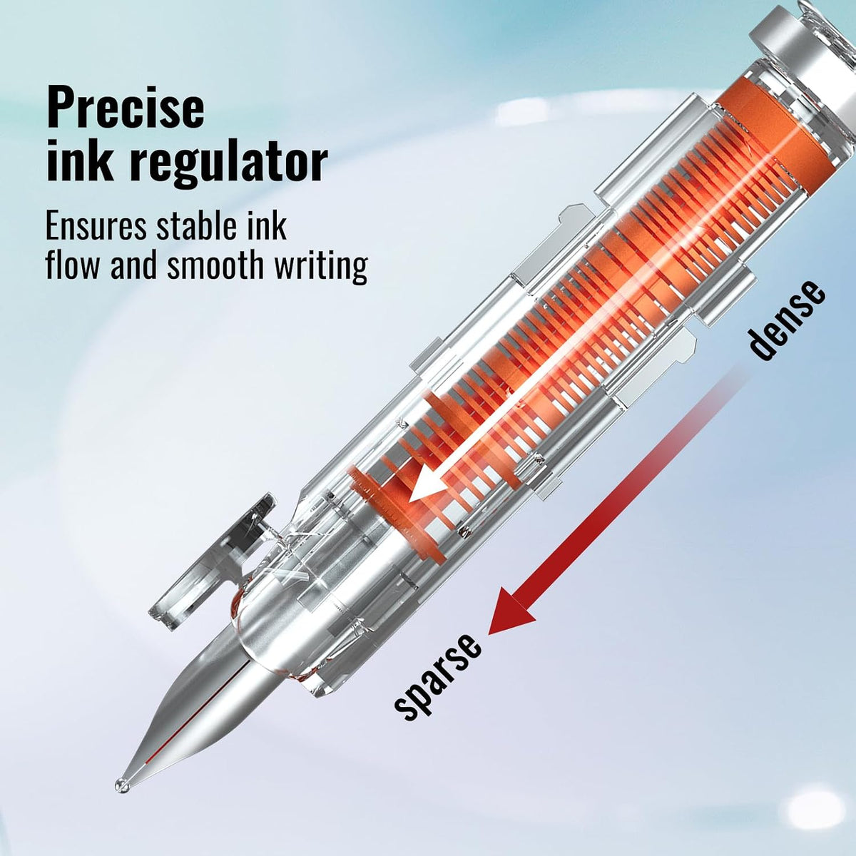 WRITECH Clictek Conjunto de pluma estilográfica: Pluma retráctil estilo fuente color azul, punta mediana, barril transparente, incluye 5 cartuchos de tinta para set de regalo, escritura suave sin