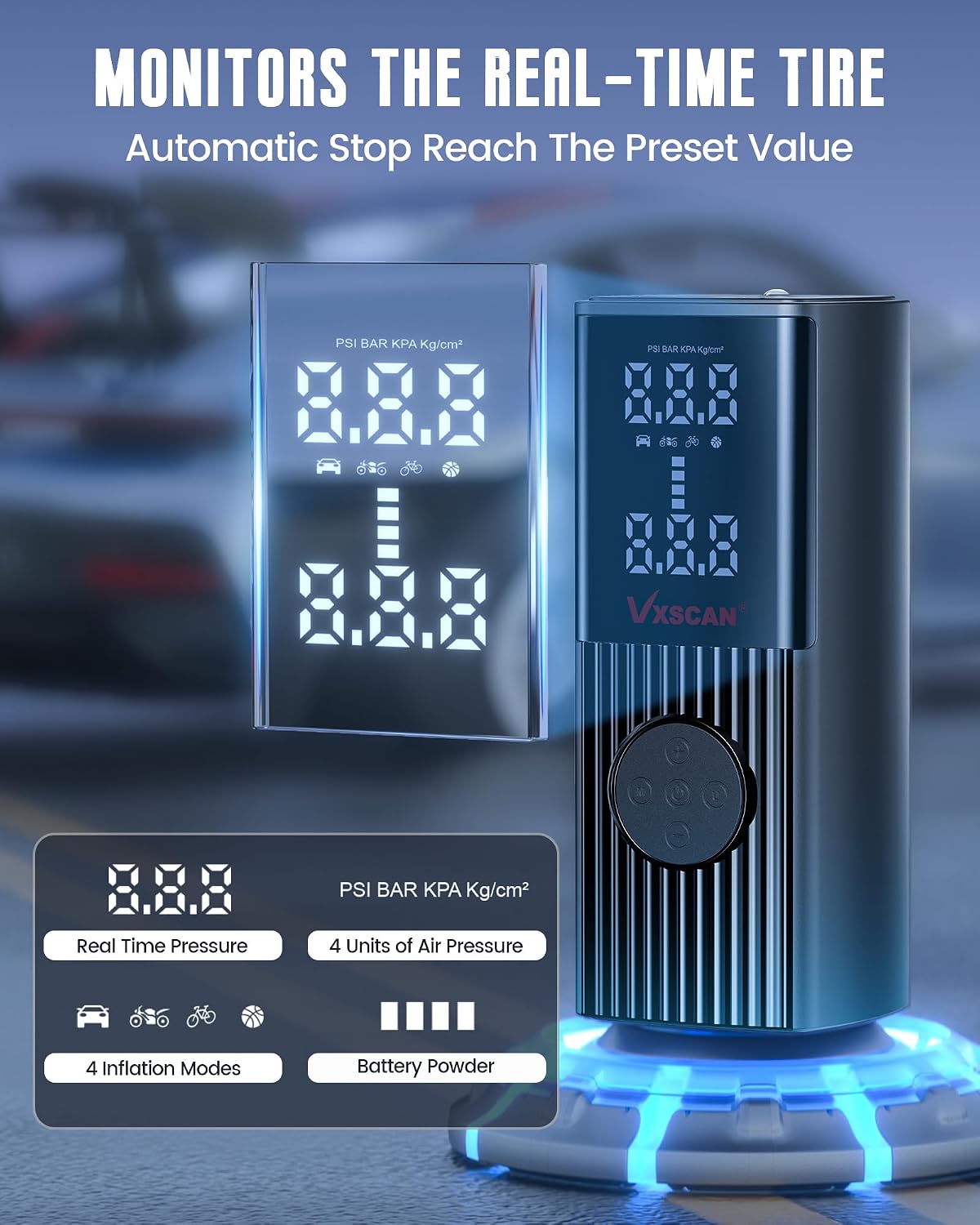VXSCAN Inflador de neumáticos, compresor de aire portátil para neum...
