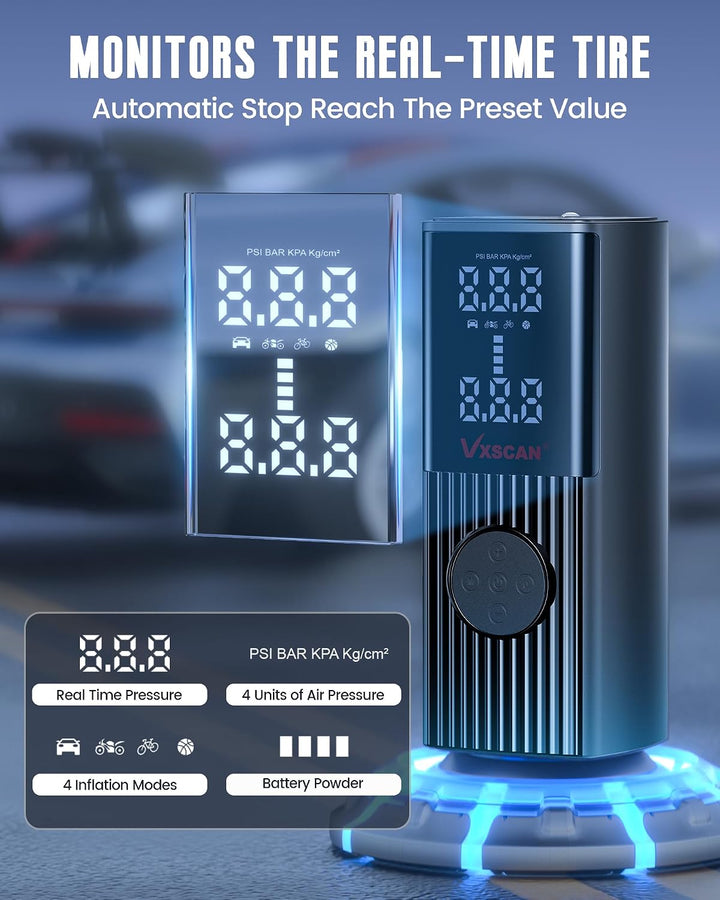 VXSCAN Inflador de neumáticos, compresor de aire portátil para neum...
