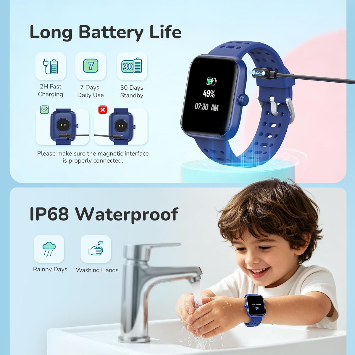 ENOMIR Reloj inteligente para niños con monitor de salud, podómetro, 2
