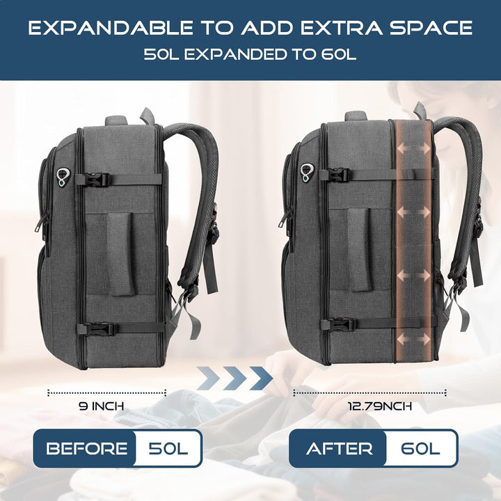 Fxcelets Mochila de viaje, aprobada por aerolíneas, mochila de tran...