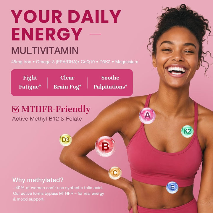 Totaria Multivitamínico para mujeres con vitamina A, B, C, D3, E, K...