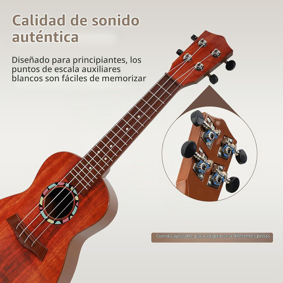 Ukelele de 21 pulgadas para niños y niñas de 3, 4, 5, 6, 7 años
