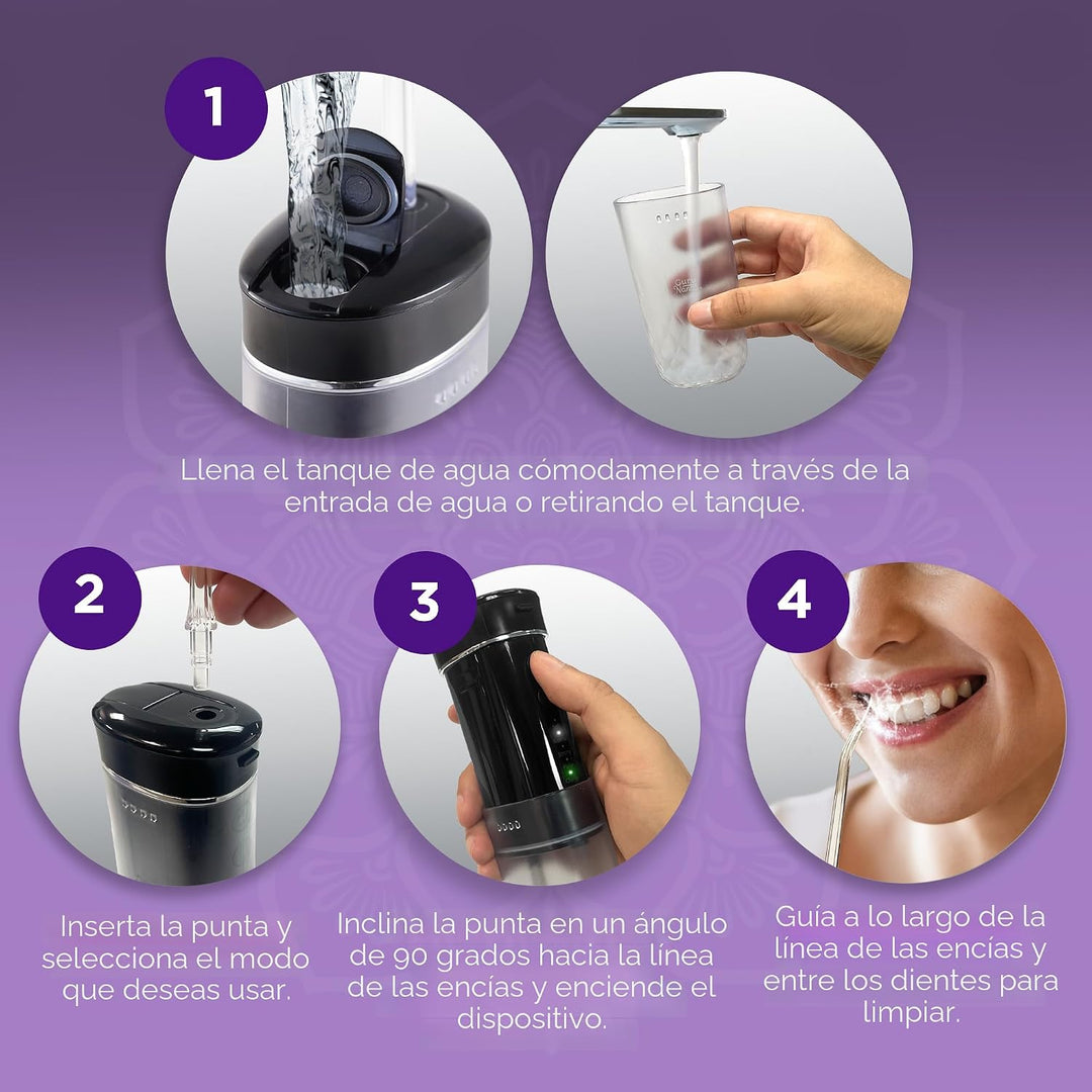 GuruNanda Mini irrigador de agua de viaje \u2013 Irrigador oral ina...