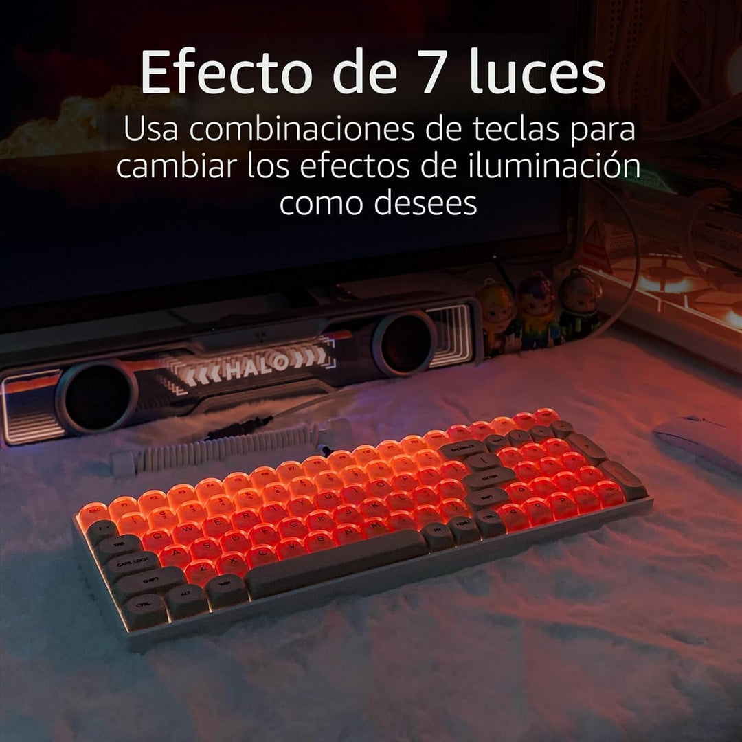 ZORNHER ZH100 Teclado Mecánico Foundation, Teclado Cremoso Rosa 98%...