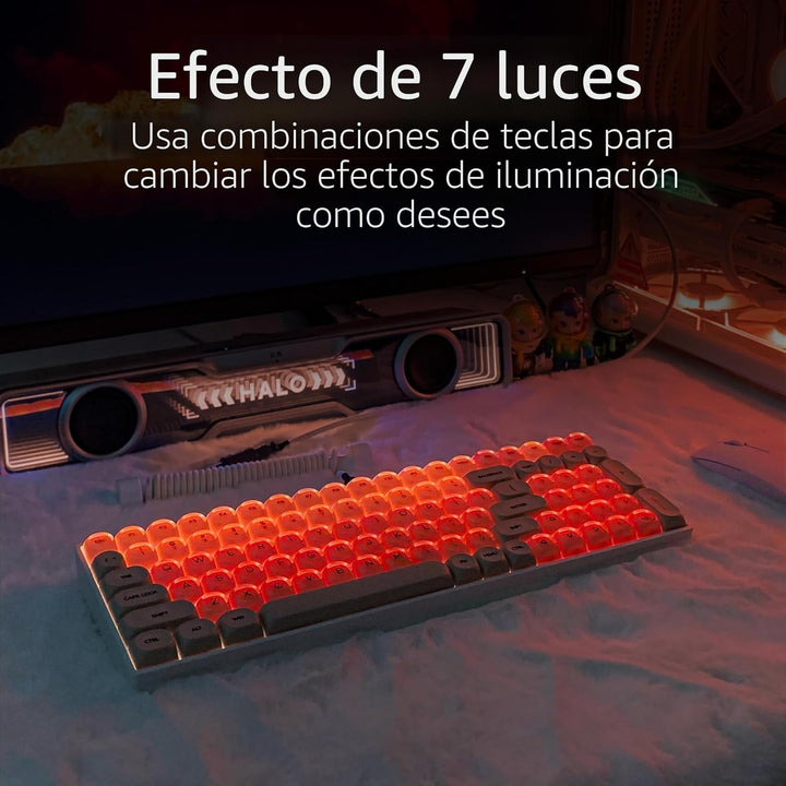 ZORNHER ZH100 Teclado Mecánico Foundation, Teclado Cremoso Rosa 98%...