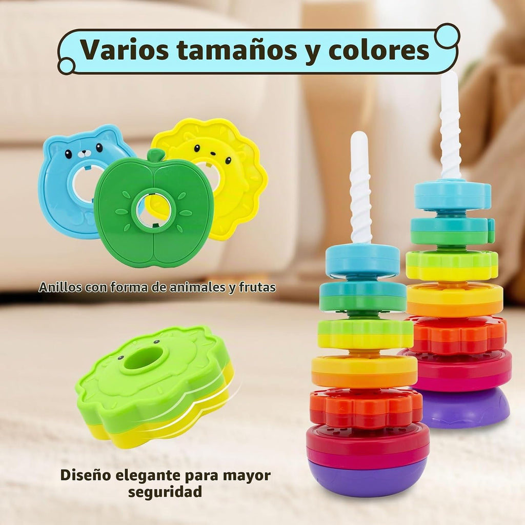 Juguetes Montessori para niños de 1 año, juguete apilable giratorio