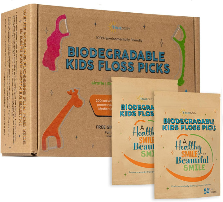 Hilo dental biodegradable para niños, paquete de 100 palillos de hi...