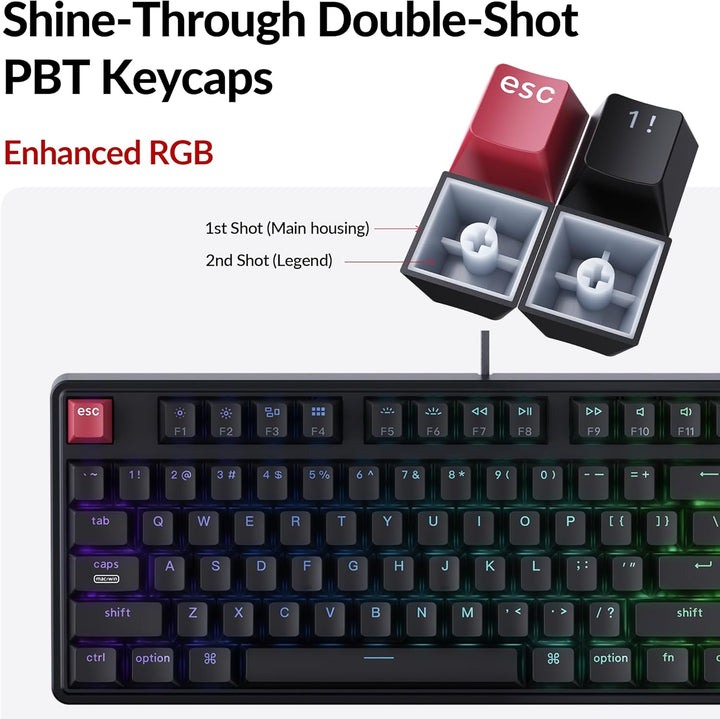 Keychron C3 Pro TKL 80% Teclado mecánico con cable, tasa de sondeo...