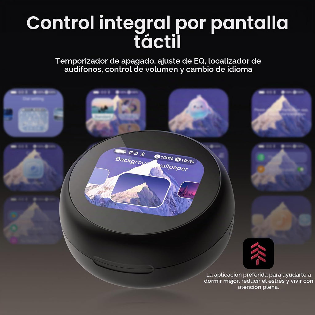 NE90 - Auriculares para dormir con funda de pantalla táctil inteligente de 0.11 oz, ultra pequeños, auriculares inalámbricos Bluetooth 6.0, aplicación de ruido blanco, cancelación de ruido ENC