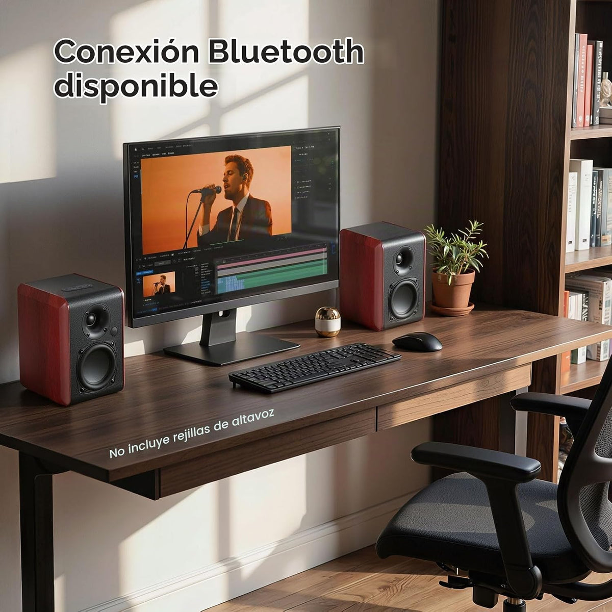 Saiyin Altavoces Bluetooth alimentados para estantería con woofer de 3.75