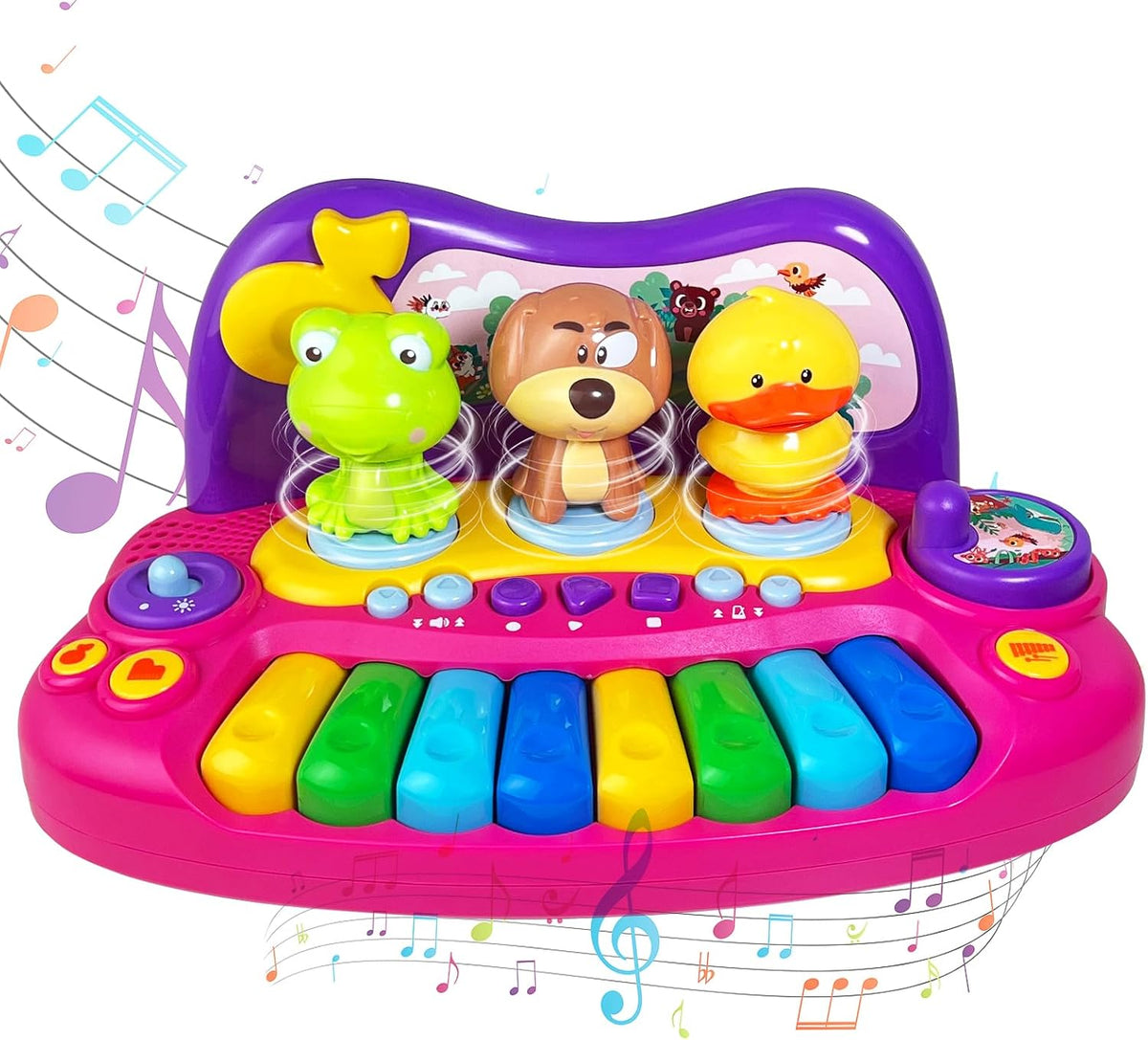 Sealive Piano para Niños Pequeños, Teclado Musical con Animales Giratorios, Grabación