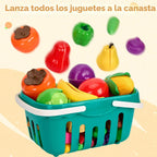 Mini accesorios de cocina de 200 piezas para niños a partir de 3 años, juego de cocina de simulación con utensilios de cocina, vajilla y 2 juegos de frutas, regalo de aprendizaje para niñas y niños, verde