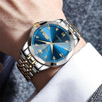 OLEVS Relojes de Hombre Esqueleto Automático Lujo de Negocios Diamante Autoentregado (Self Winding) Reloj de Pulsera de Acero Inoxidable con Calendario