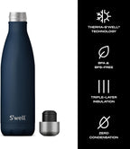 S'well Botella de agua de acero inoxidable, 17 onzas, azurita, recipientes aislados al vacío de triple capa que mantiene las bebidas frías durante 36 horas y calientes durante 18, sin BPA, perfecta