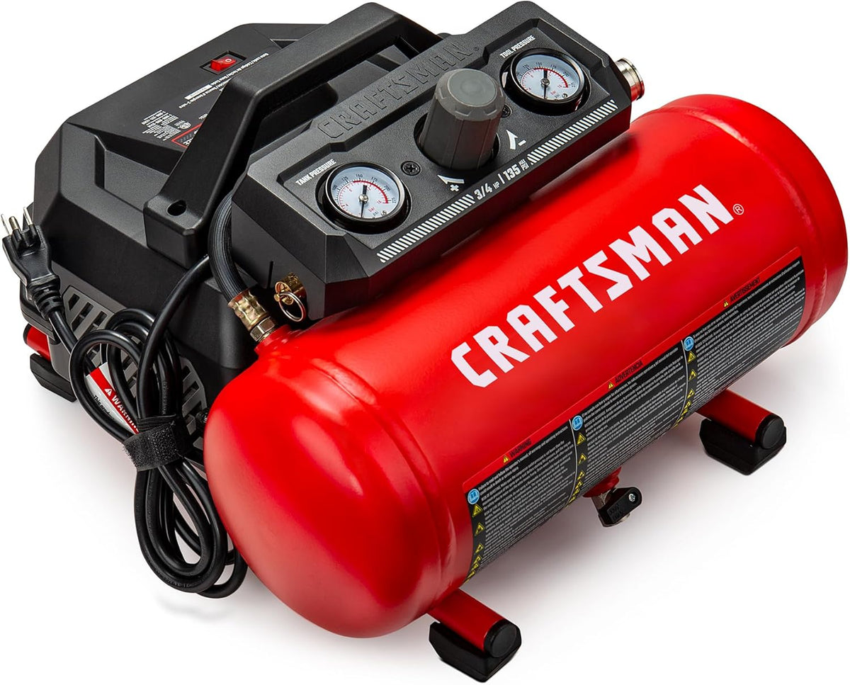 CRAFTSMAN Compresor de aire, 1.5 galones, 3\/4 HP, máximo 125 PSI,...