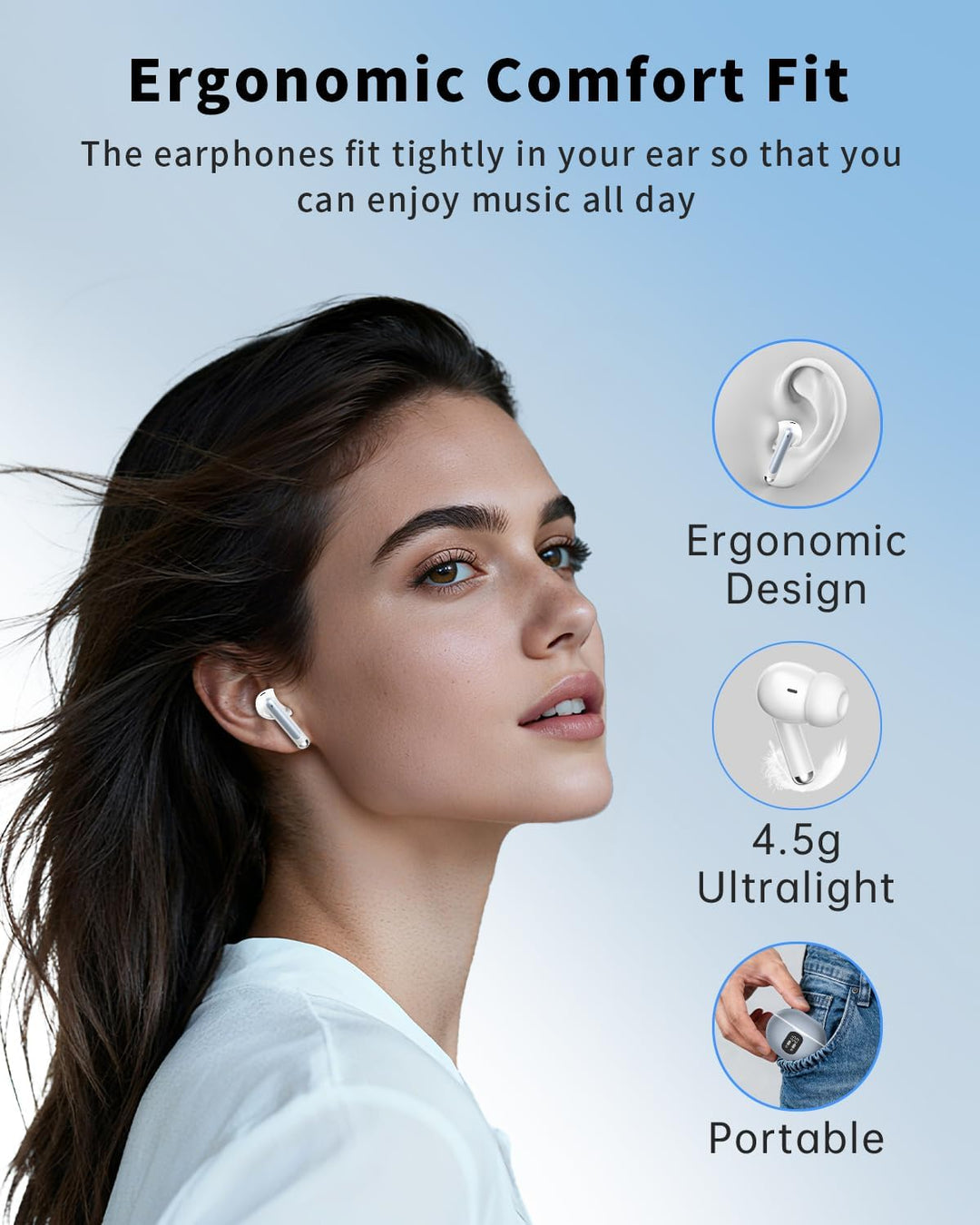 Auriculares inalámbricos, auriculares Bluetooth 5.4 con reproducció...