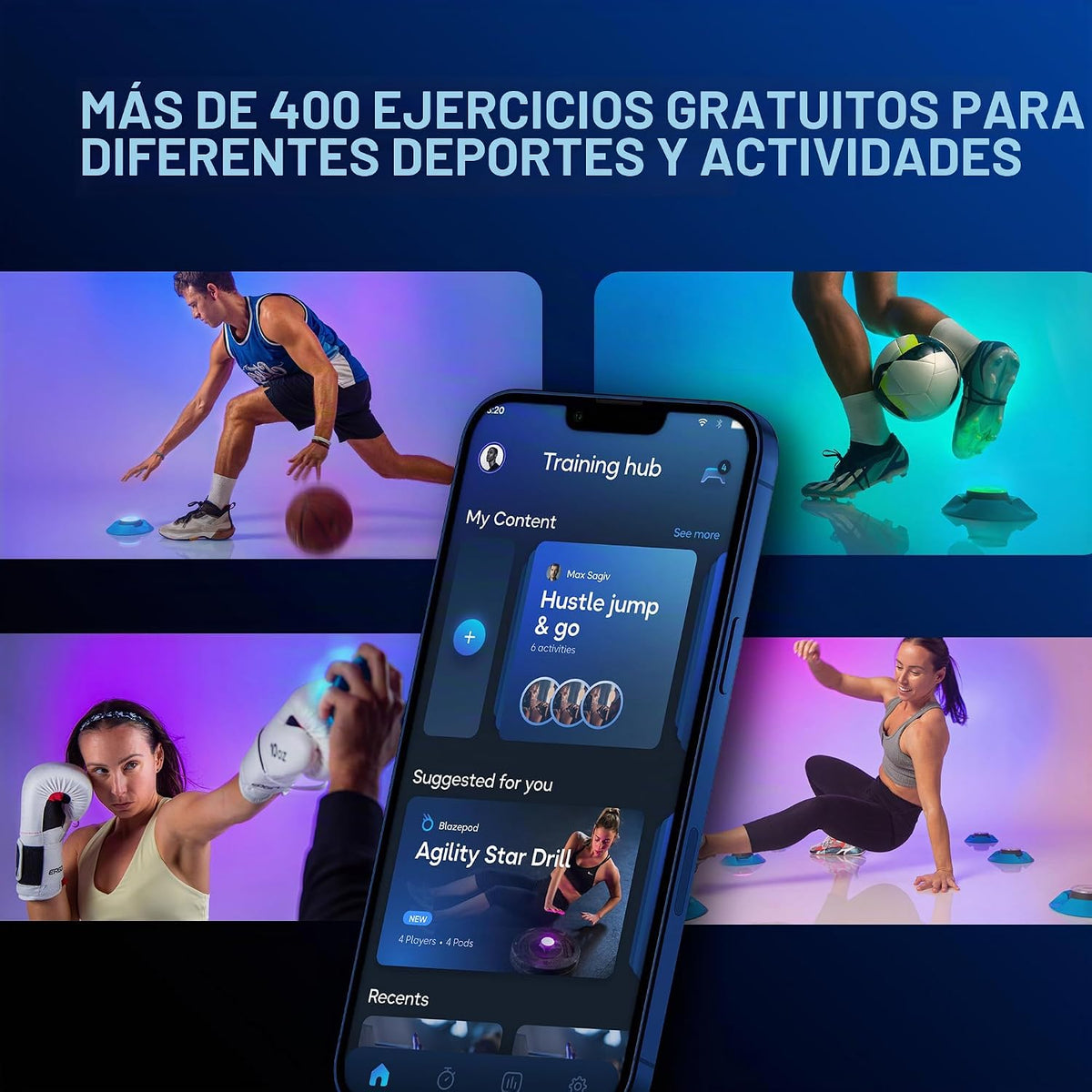 BlazePod Kit de entrenamiento de reacción Smart Pods para ejercicios de velocidad, agilidad y cognitivos, entrenamiento profesional para atletas, entrenadores, terapeutas y entrenadores, acceso a la