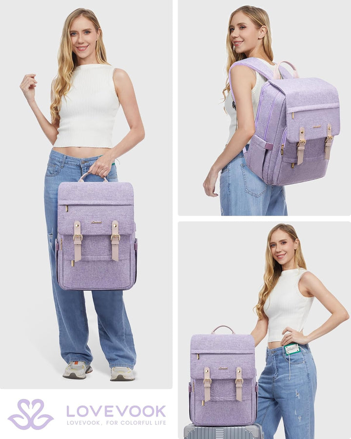 LOVEVOOK Mochila para computadora portátil para mujer, mochila de v...