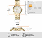 Moderno y sofisticado reloj multifunción de acero inoxidable dorado