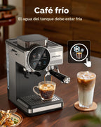 Máquina de café expreso con molinillo y espumador, 30 ajustes de molienda