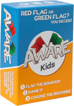 AWARE Juego de cartas para niños: aprende a detectar comportamientos de bandera roja y bandera verde a través del juego | Enseña comportamientos saludables vs no saludables | Edades 8 a 12 | Uso