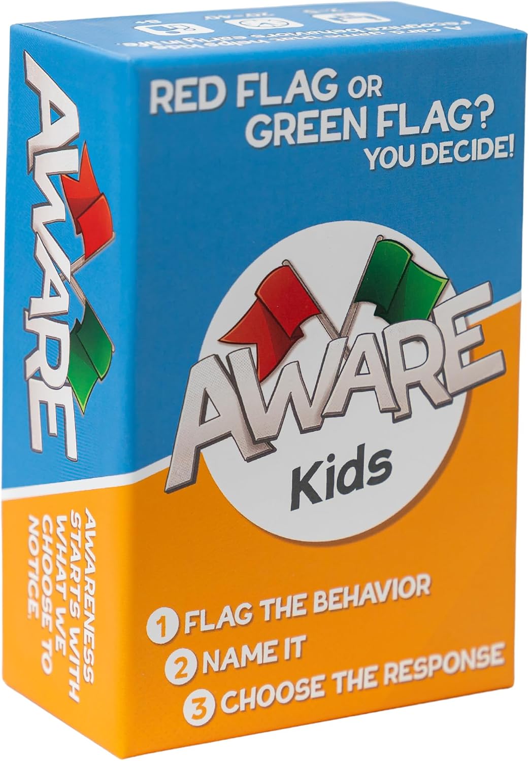 AWARE Juego de cartas para niños: aprende a detectar comportamientos de bandera roja y bandera verde a través del juego | Enseña comportamientos saludables vs no saludables | Edades 8 a 12 | Uso