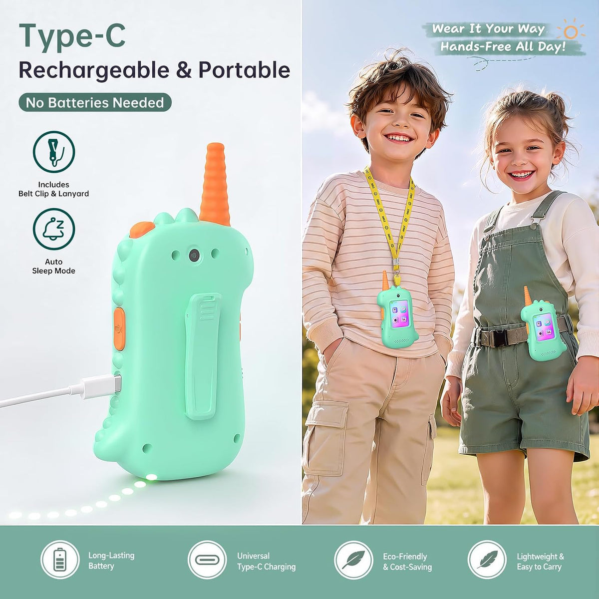 Walkie Talkies de video para niños, paquete de 2 regalos de cumpleaños de