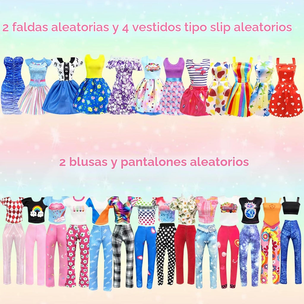 82 piezas de ropa de muñeca y accesorios con armario para muñecas de 11.5 pulgadas, juego de diseño de moda que incluye vestido de boda, vestidos de moda, trajes de tops y pantalones, perchas bolsas