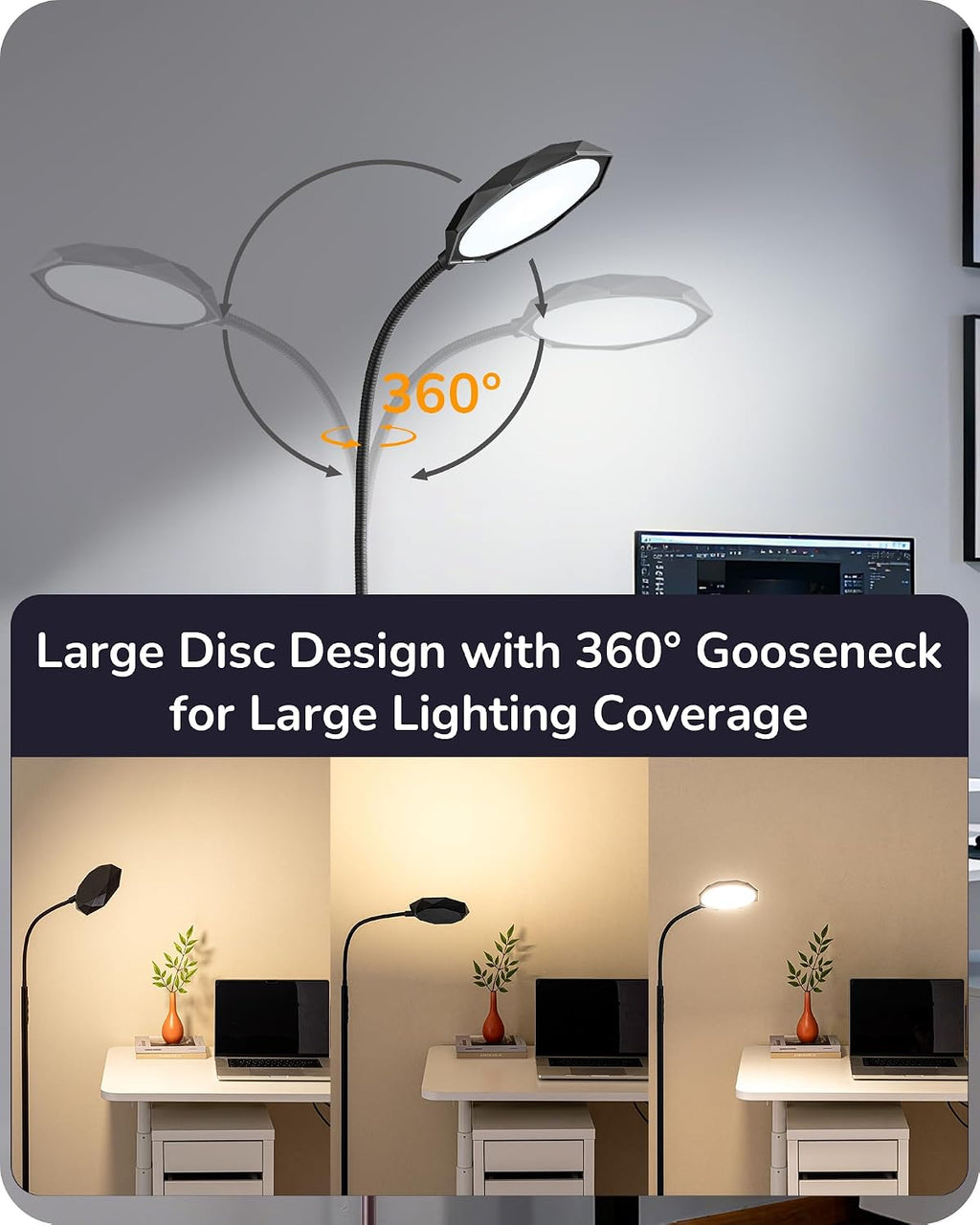 Lámpara EDISHINE Lámpara de pie LED de 18W para sala de estar, superficie de