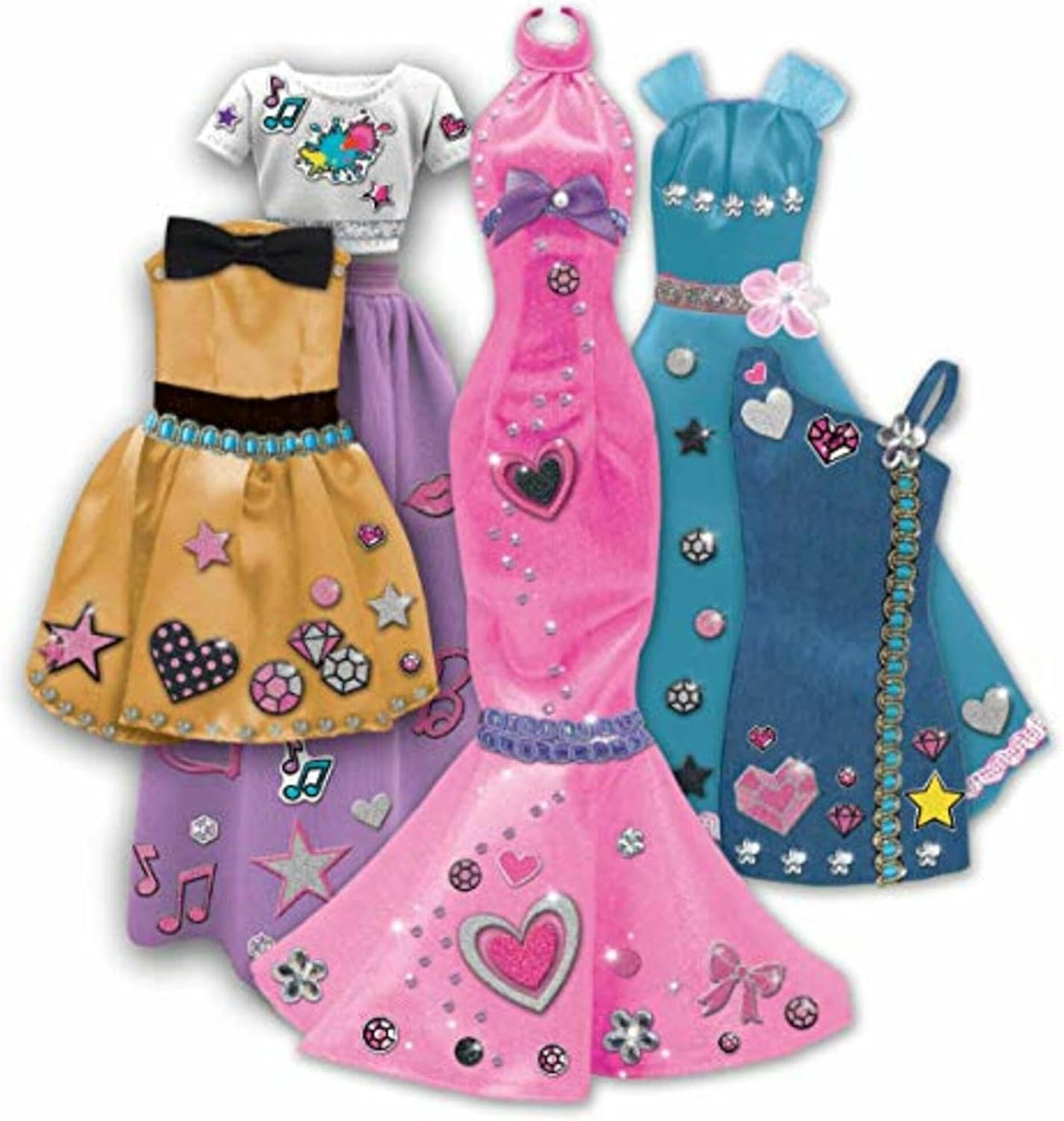 Tara Toys Barbie Sé una verdadera diseñadora de modas Set clásico de kit de ropa de muñeca DIY para niñas con tela, cintas, pegatinas y libro de bocetos Juguetes de moda creativa para niñas de 6 años