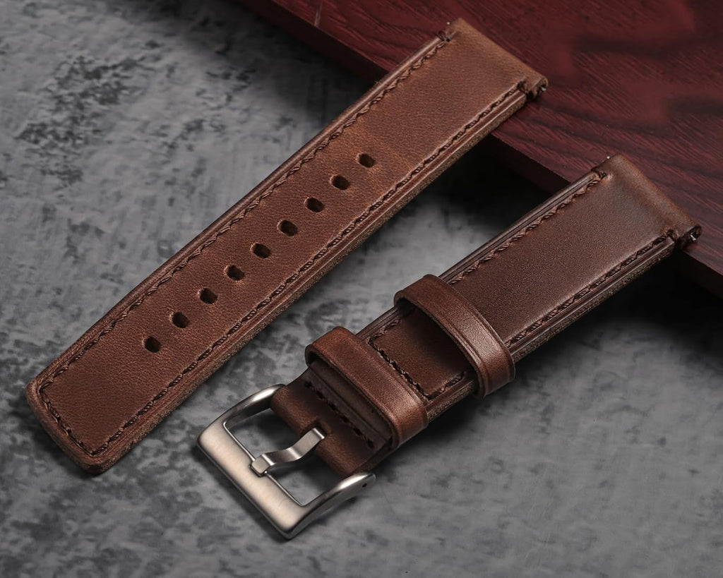 hemsut h Horween - Correas de reloj de cuero para hombre, correa de cuero de liberación rápida para reloj, envoltura de repuesto de 0.71 pulgadas, 0.78 pulgadas, 0.86 pulgadas