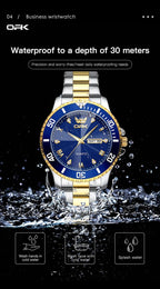 OPK Relojes para hombres de diamantes romanos analógicos relojes impermeables grandes de acero inoxidable para hombre, reloj de pulsera de negocios para padre, reloj de regalo, azul