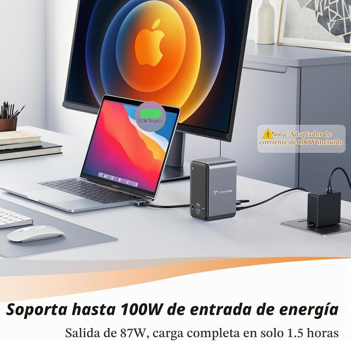 TobenONE Estación de acoplamiento para MacBook 16 en 2, monitores 4K duales