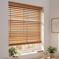 Persianas de Madera Real sin Cuerda de 2" para Interior 23"W x 48"H en Nogal Pecan Basswood