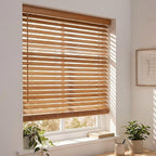Persianas de Madera Real sin Cuerda de 2" para Interior 23"W x 48"H en Nogal Pecan Basswood