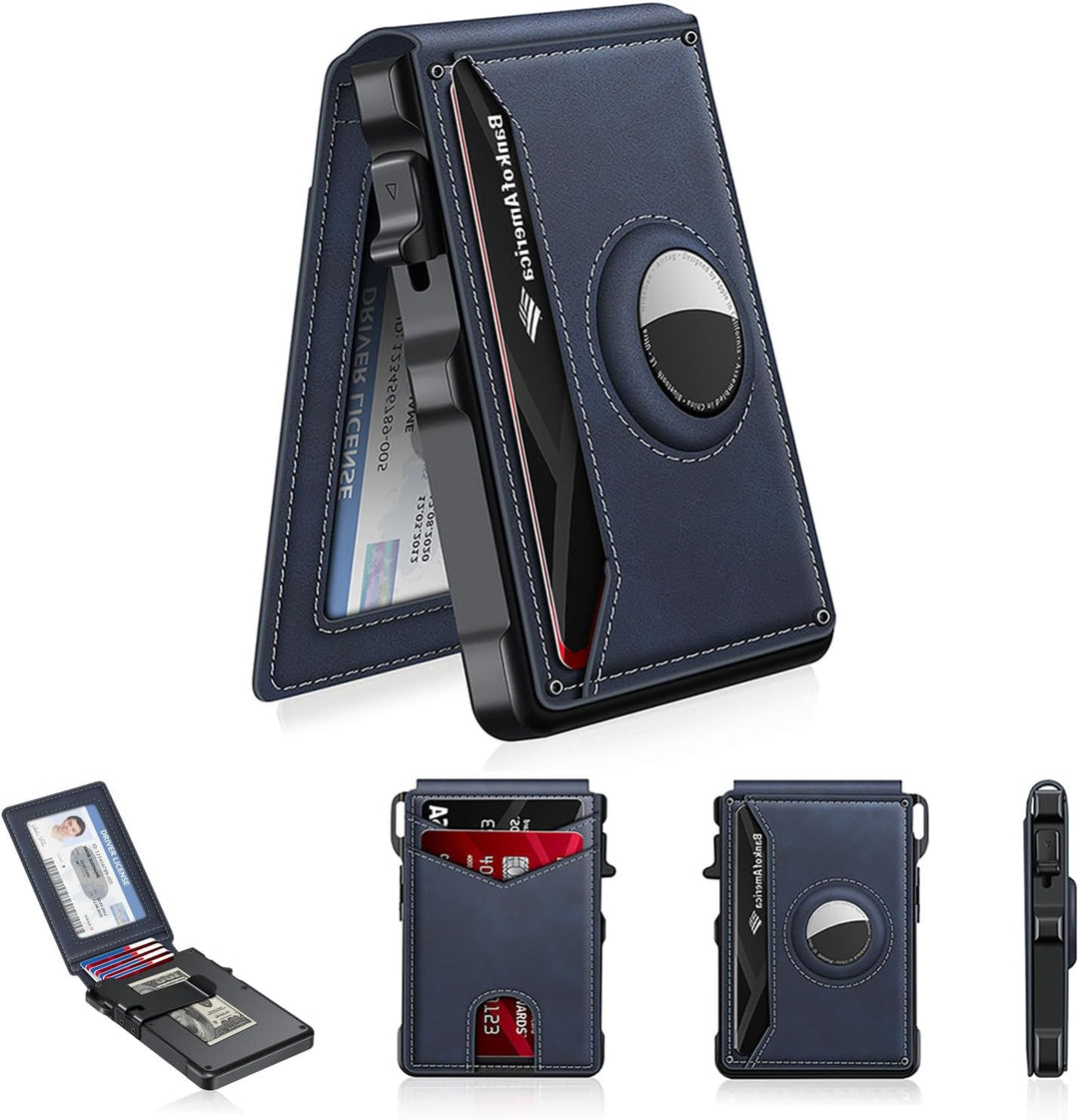KIKVES Billetera para Airtag para hombre, tarjetero para AirTag con...