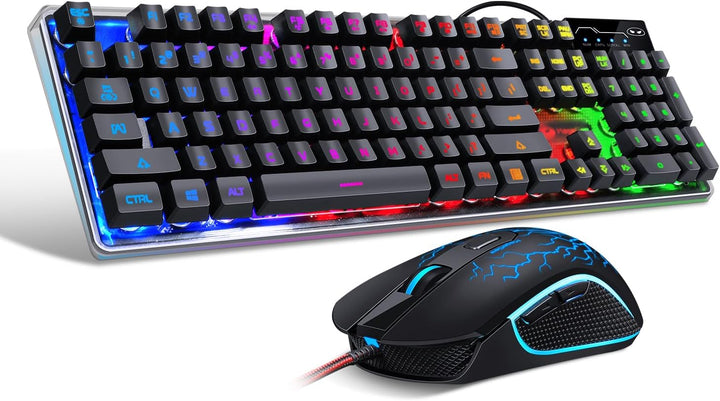 Combo de teclado y mouse para juegos, teclado con retroiluminación...