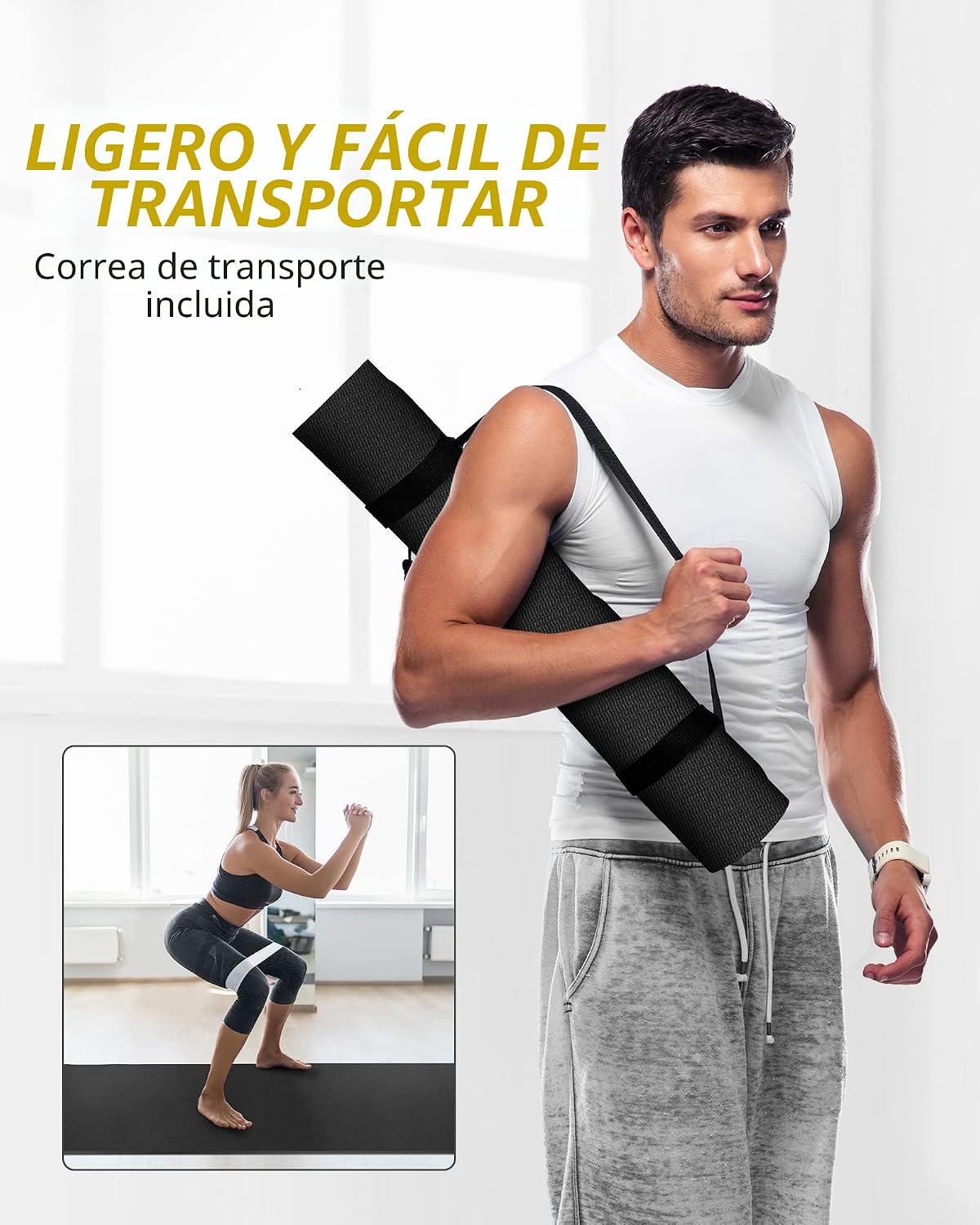 CAMBIVO Esterilla de yoga para mujeres y hombres, esterilla de ejercicio extra larga y ancha (72"x48"/84"x30"), esterilla de entrenamiento grande antideslizante para yoga, pilates, fitness