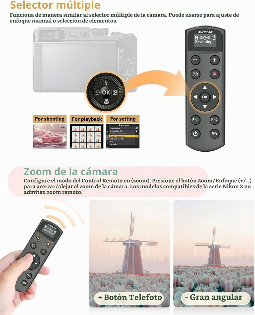 para cámara recargable inalámbrica Nikon con control remoto