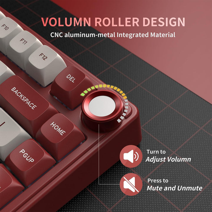 RK ROYAL KLUDGE Teclado mecánico R75 con cable con perilla de volum...